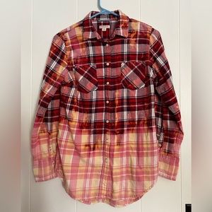 Ombre cotton flannel, size S. Merona brand Red, pink, white plaid. Super soft